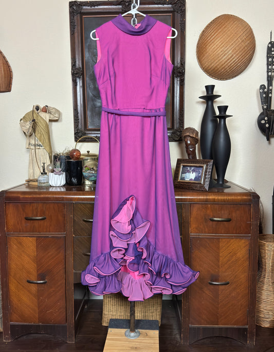 1960s Ruffled Tea Gown