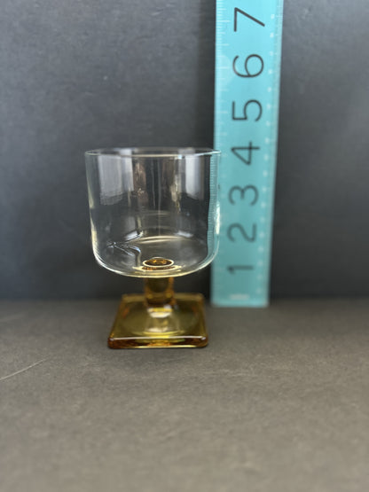 Vintage Nordic Topaz Golden Yellow Square Base Wine Glasses by Federal Glass