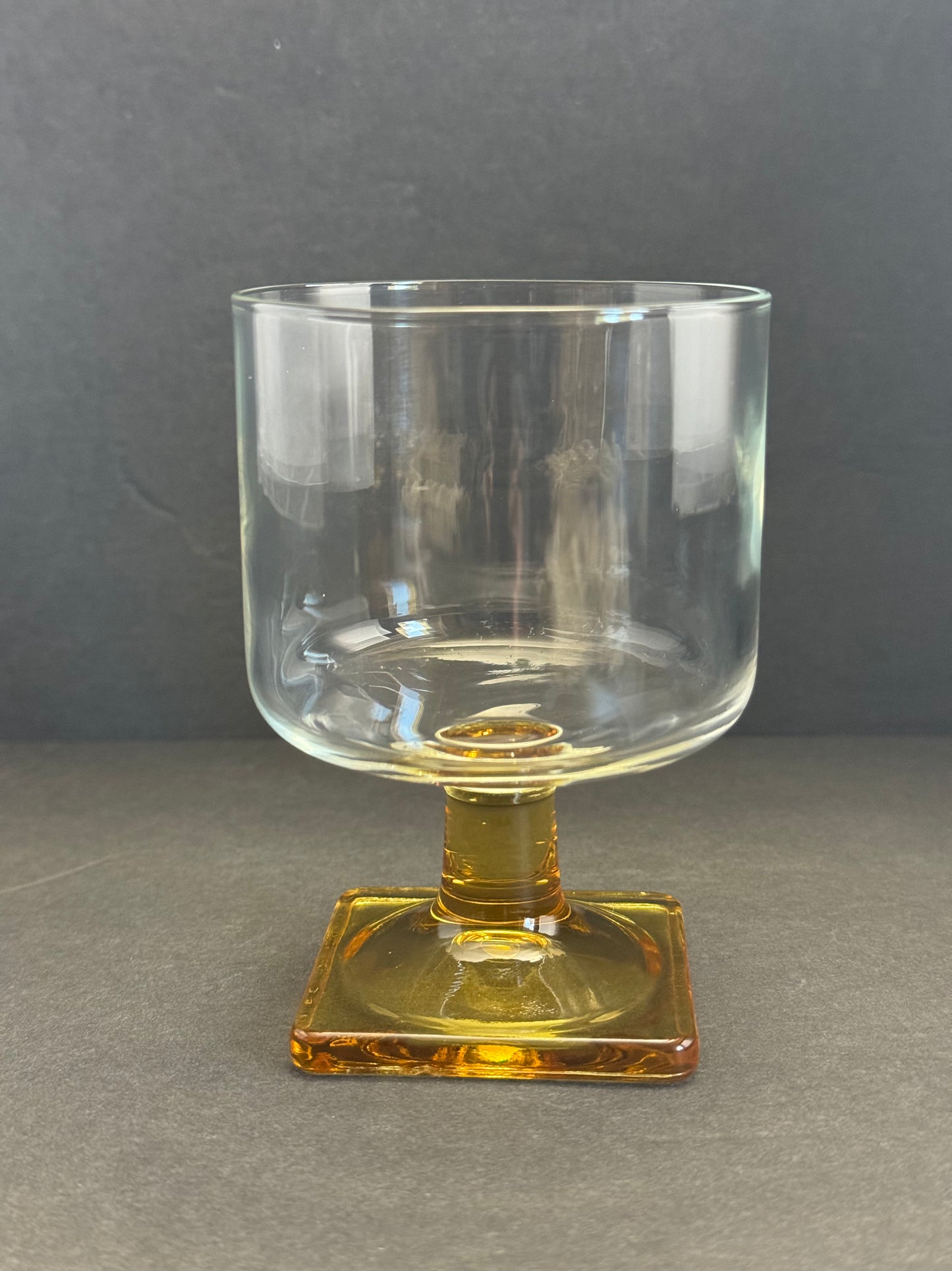 Vintage Nordic Topaz Golden Yellow Square Base Wine Glasses by Federal Glass