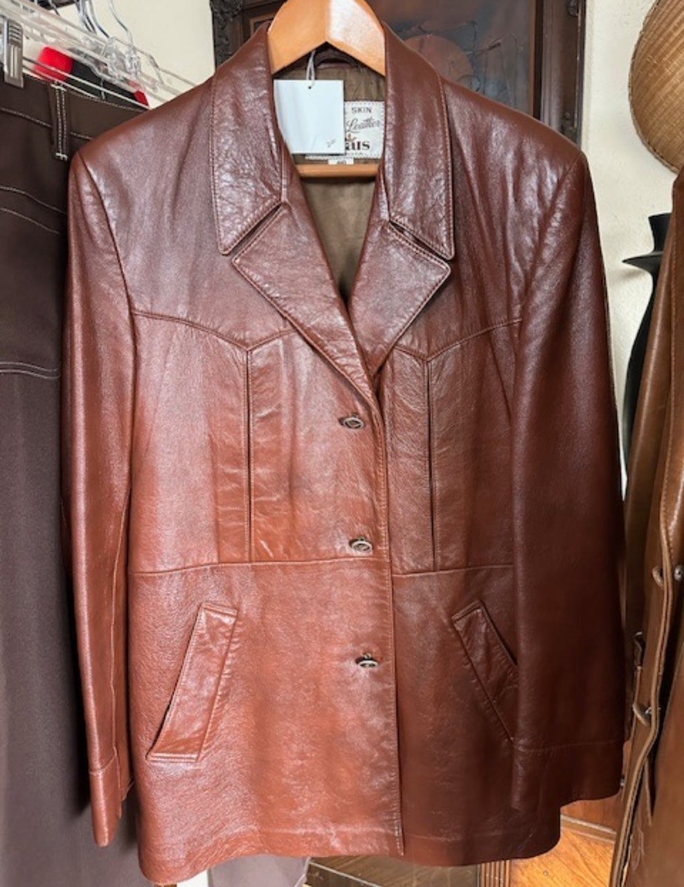 1970s Grais Brown Leather Jacket