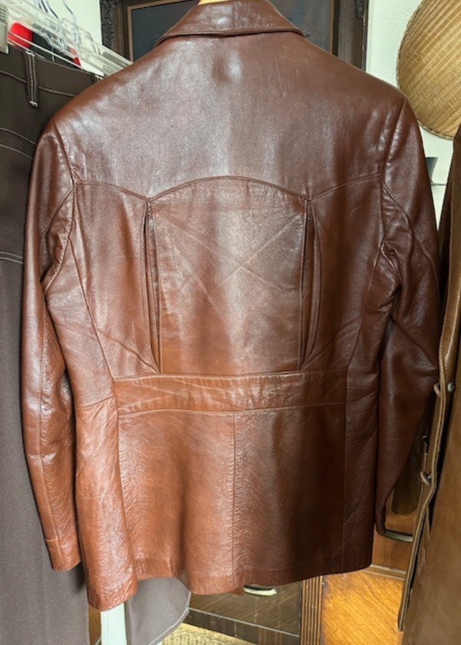 1970s Grais Brown Leather Jacket