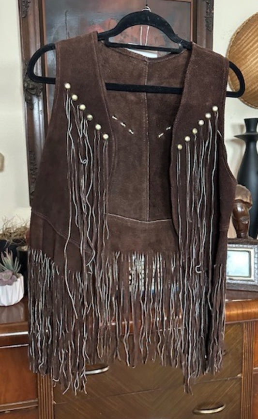 1970s Leather Fringed Vest