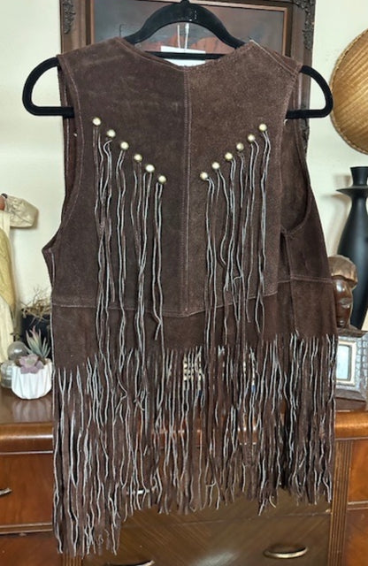 1970s Leather Fringed Vest